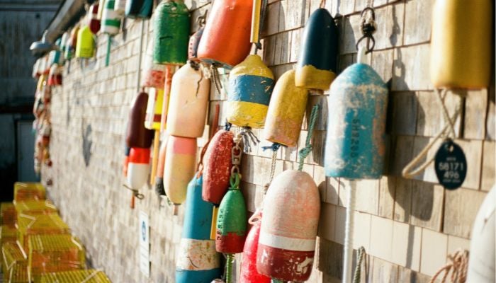Maine buoys and lobster traps